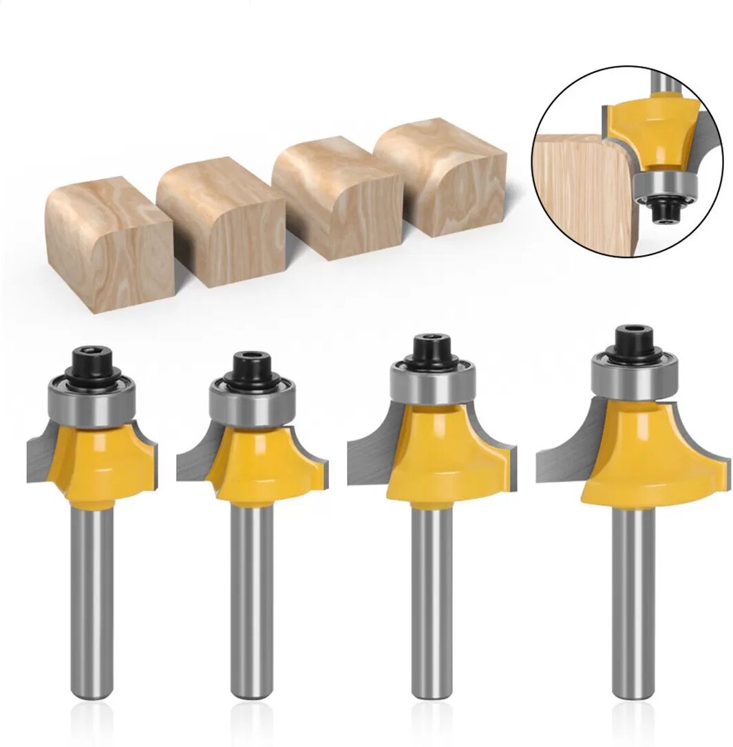 INF 4er-Set Abrundfräser – 6mm/6,35mm Schaft Holzfräser