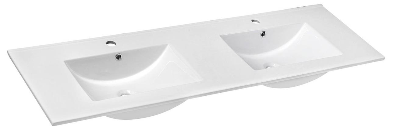 SLIM Keramik Doppelwaschtisch 150x46cm, Weiß