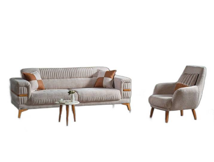 Xlmoebel Polstergarnitur Zeitgemäßer Relaxstuhl mit edler Ausstattung in Grau, (Polstergarnitur, 2-tlg., 1x Sofa 3 Sitzer + 1x Sessel), Hergestellt in Europa