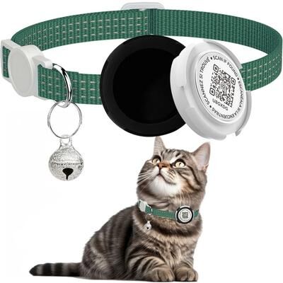 Uplifted Finds Dual Protection AirTag & QR ID Reflective Collar dark Green