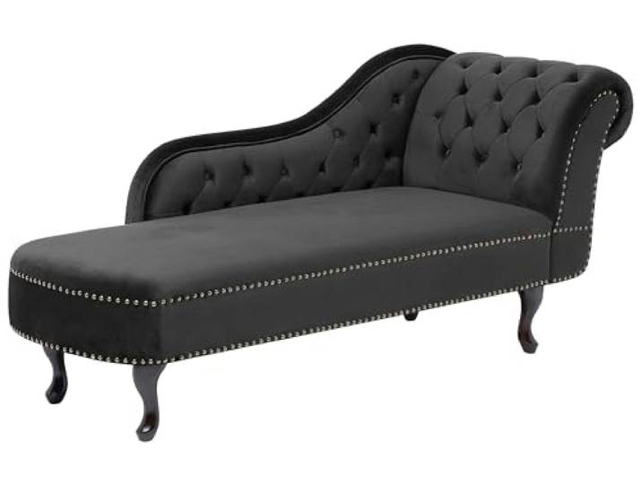 Beliani Retro Chaiselongue Samtstoff rechtsseitig schwarz Nimes