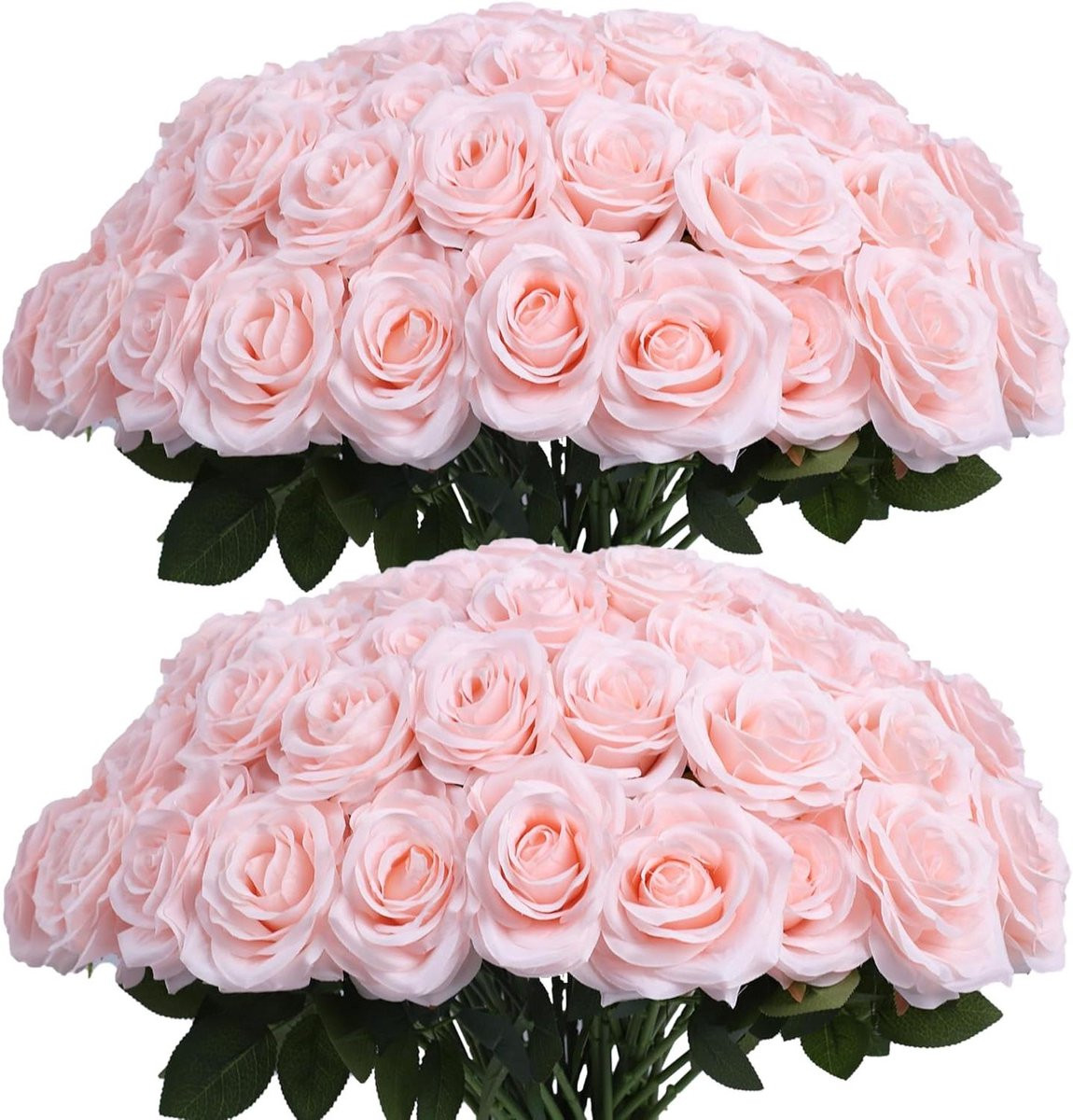 Kunstmatige Rozen Zijden Bloemen Boeket Blush Roze - 45 cm Hoog