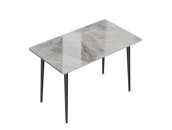 Table de Salle à Manger Marbre Gris en Pierre Frittée - Grande Tables de Cuisine 6 Personnes Rectangulaire 120x70cm