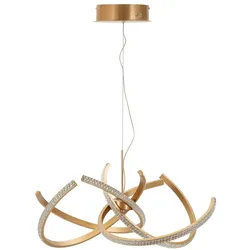 Mauro Ferretti Keltischer goldener LED-Kronleuchter – Pendelleuchte in verschlungenem Kreisform mit 3 Farbtemperaturen – Ø 62 x 120 cm