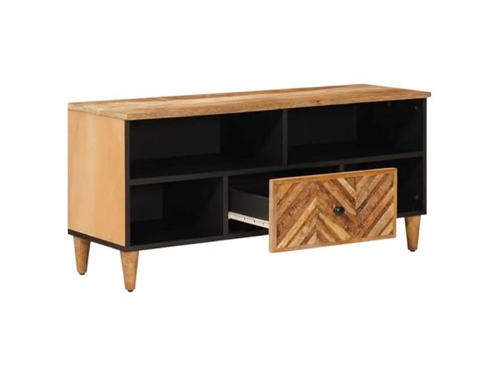 HKQWPBF Stauraumschrank Braun 100 x 33,5 x 46 cm Massivholz Mango Messingfarbene Knöpfe, rechteckige Form, klare Linien, Holzwerkstoff, Wohnzimmer, trocken abwischen