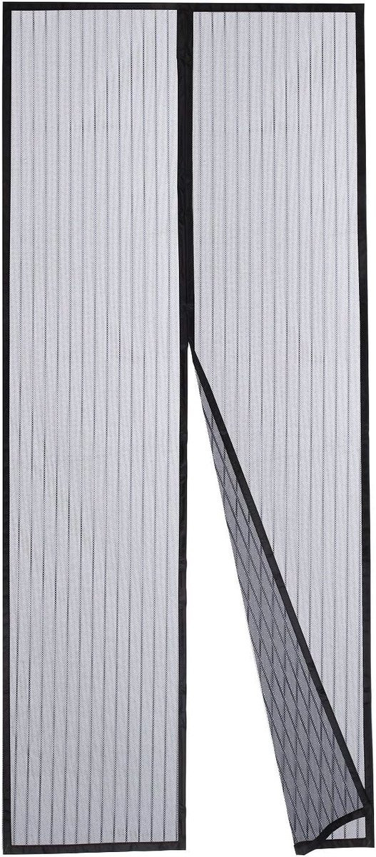 Magnetisch horgaas zwart ademend deurgordijn muggenwerend B: 100 cm, H: 210 cm