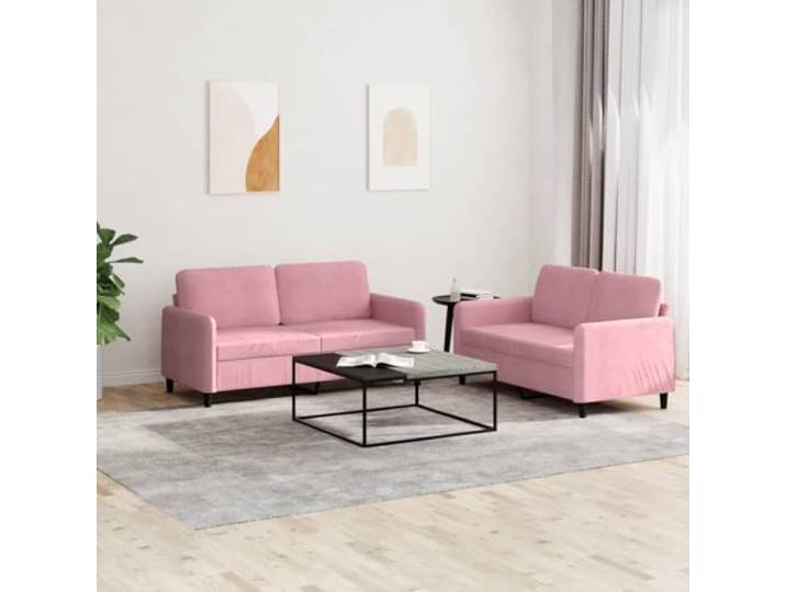 HEFZGDB 2-TLG. Sofagarnitur Rosa Samt mit robustem Gestell und gepolsterten Sitzflächen für bequemes Entspannen und Fernsehen, strapazierfähiges Sofaset aus Samtstoff