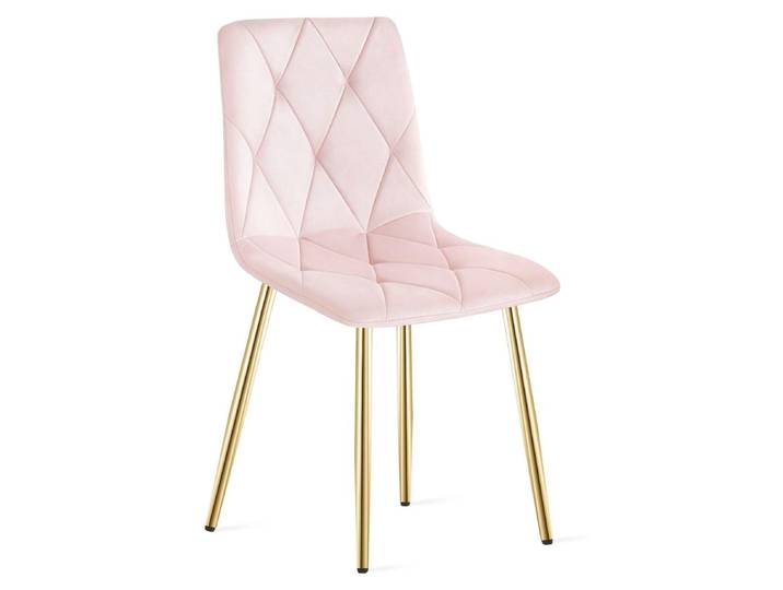 Chaise Libra en Velours Rose Clair avec Pieds Or
