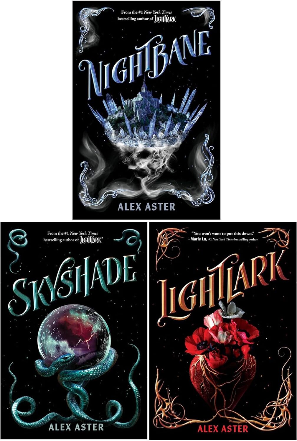 Amulet Books The Lightlark Series 3 Books Collection Set by Alex Aster - Lightlark, Nightbane, Sky Shade - YA Fantasy Romantasy Paperback - Ages 13+ Gift Set