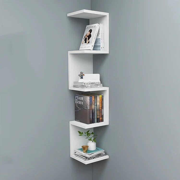 garneroarredamenti Libreria angolare mensola da parete 22x111h cm con ripiani bianco Reale