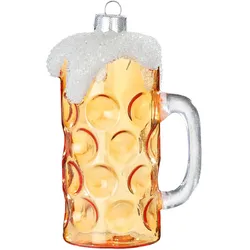 Holly & Jolly 1 Christbaumschmuck Glas 10,3cm Maß Bier Figur Weihnachtsbaum Anhänger Christbaumanhänger Weihnachtsbaumschmuck Weihnachtsdeko Oktoberfest Deko Gelb