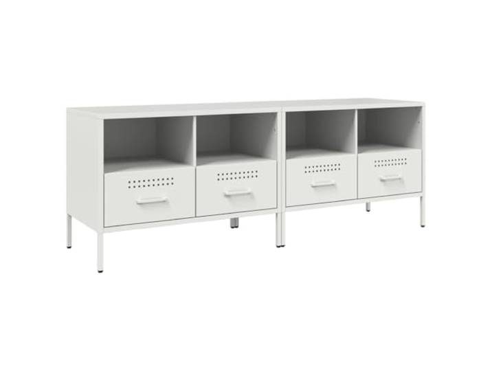 GHVBNMF TV-Schrank 2er Set Weiß 68x39x50,5 cm Metall Lowboard Industrie-Möbel aus kaltgewalztem Stahl für Wohnzimmer und Schlafzimmer mit verstellbaren Füßen und viel Stauraum.