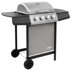 vidaXL Gasgrill mit 4 Flammen Schwarz und Silbern