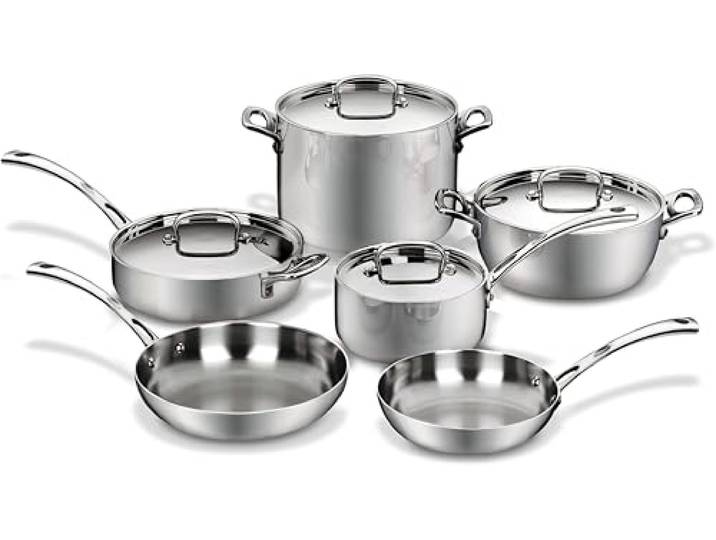 Cuisinart French Classic Kochgeschirr-Set, dreilagig, Edelstahl, 10-teilig, silberfarben