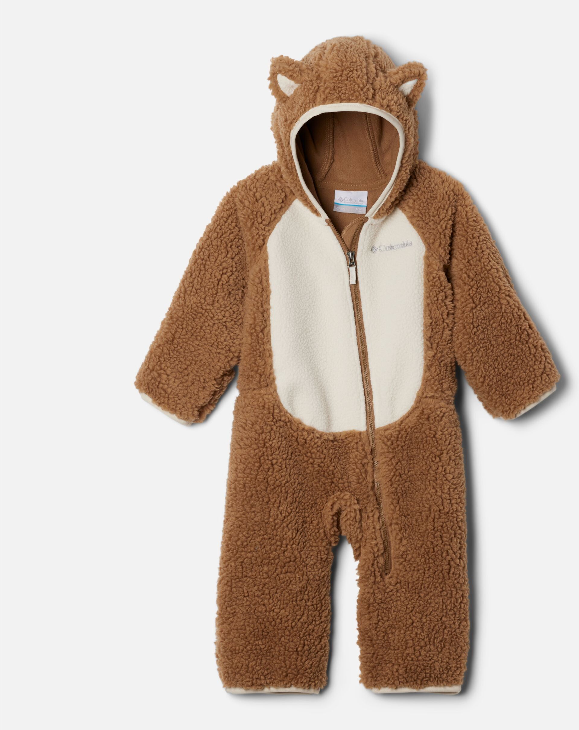 Overall COLUMBIA, Jungen, Gr. 56 (3M), N-Gr, braun (delta, chalk), Obermaterial: 100% Polyester, Overalls Overall, mit Kapuze mit Tier-Ohren und Bindung, für Babys delta, chalk 56 (3M), N-Gr