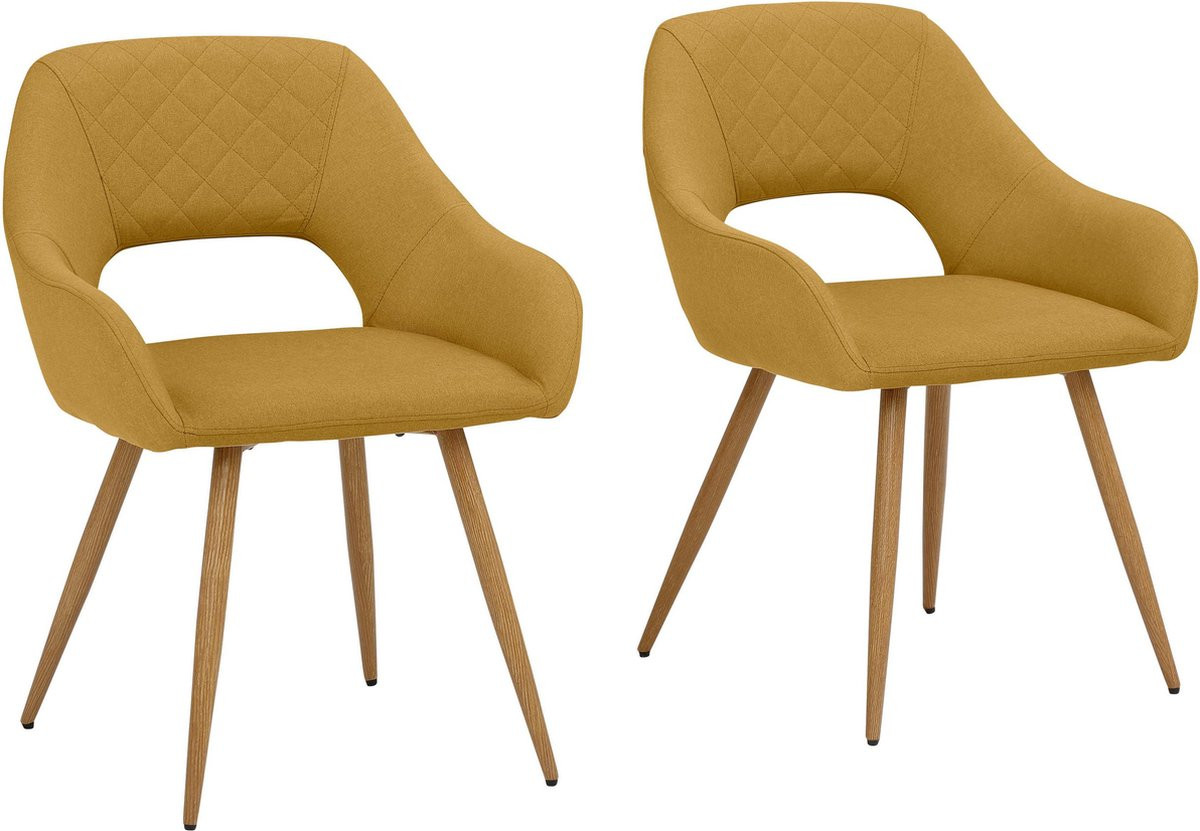 Notio Living Fleur-2-Eetkamerstoel - Set van 2 - Mosterd