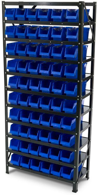HBM Armadio per rifiuti, sistema di stoccaggio, rack con 60 contenitori di stoccaggio