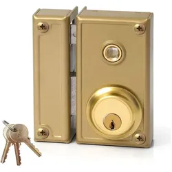 Jis, Türschloss + Schliesszylinder, Türzusatzschloss 35-6I Gold 52 Mm Links Obenauf Legen (Schrankschloss)