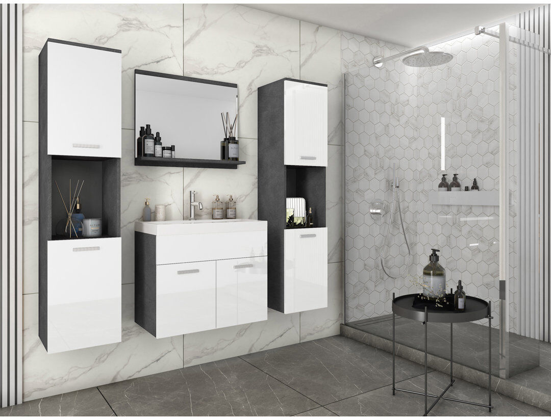 Wayfair Basics™ Belz Bathroom Storage Furniture Set Matera/White 132cm H X 91cm W X 35cm D