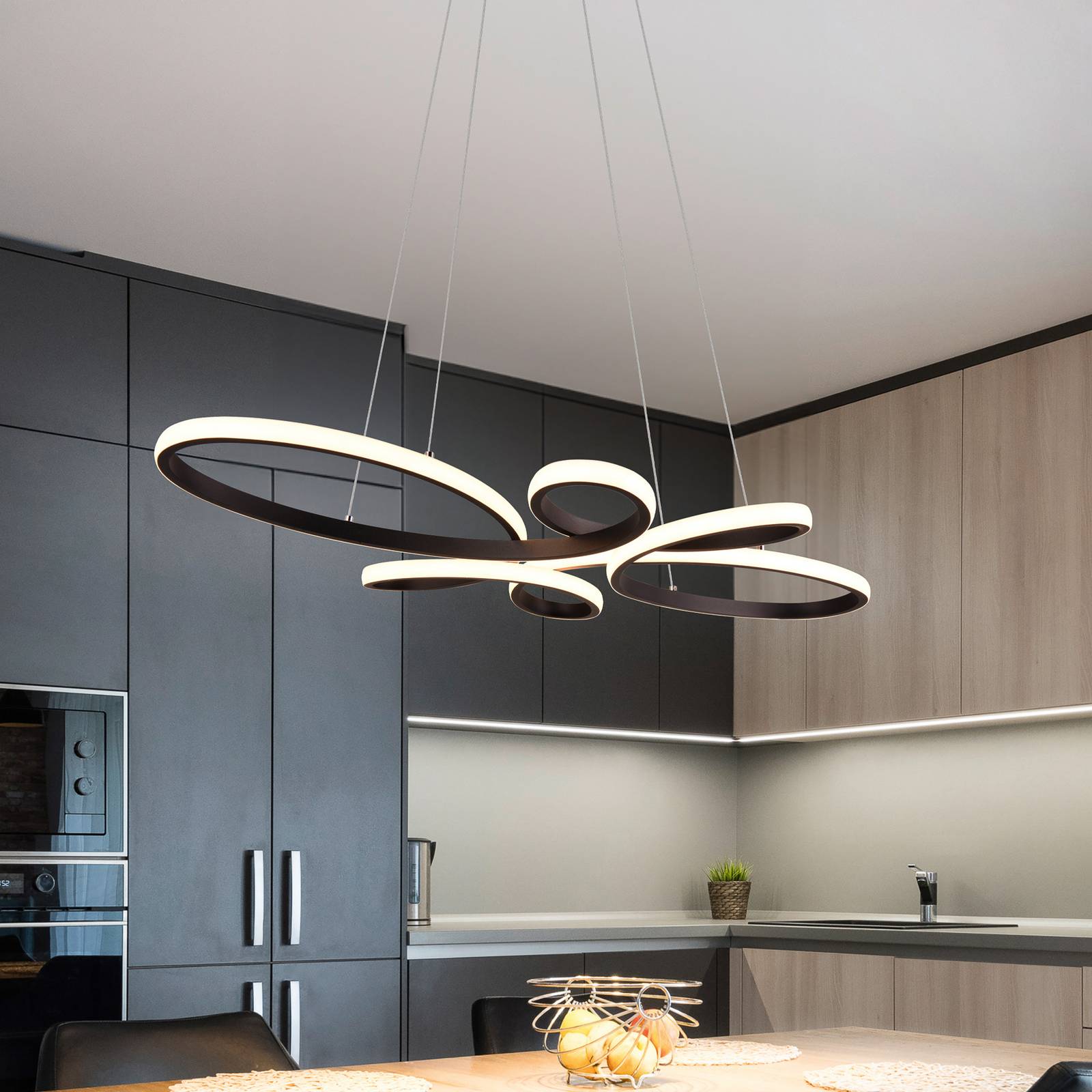 Trio Lighting Pendant Light Fly, dimmable, Black, Living / Dining Room, metal, Modern, Ceiling Light