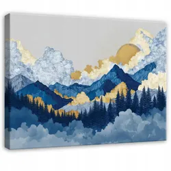 LEINWANDBILD Berge Aquarell Blau 120x80 cm