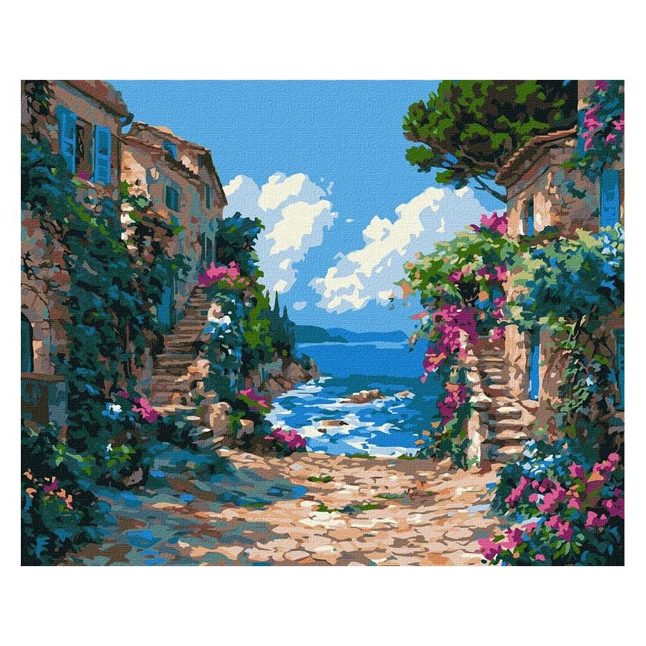 Ideyka Malen nach Zahlen Mediterrane Promenade 40 x 50 cm (KHO6482)