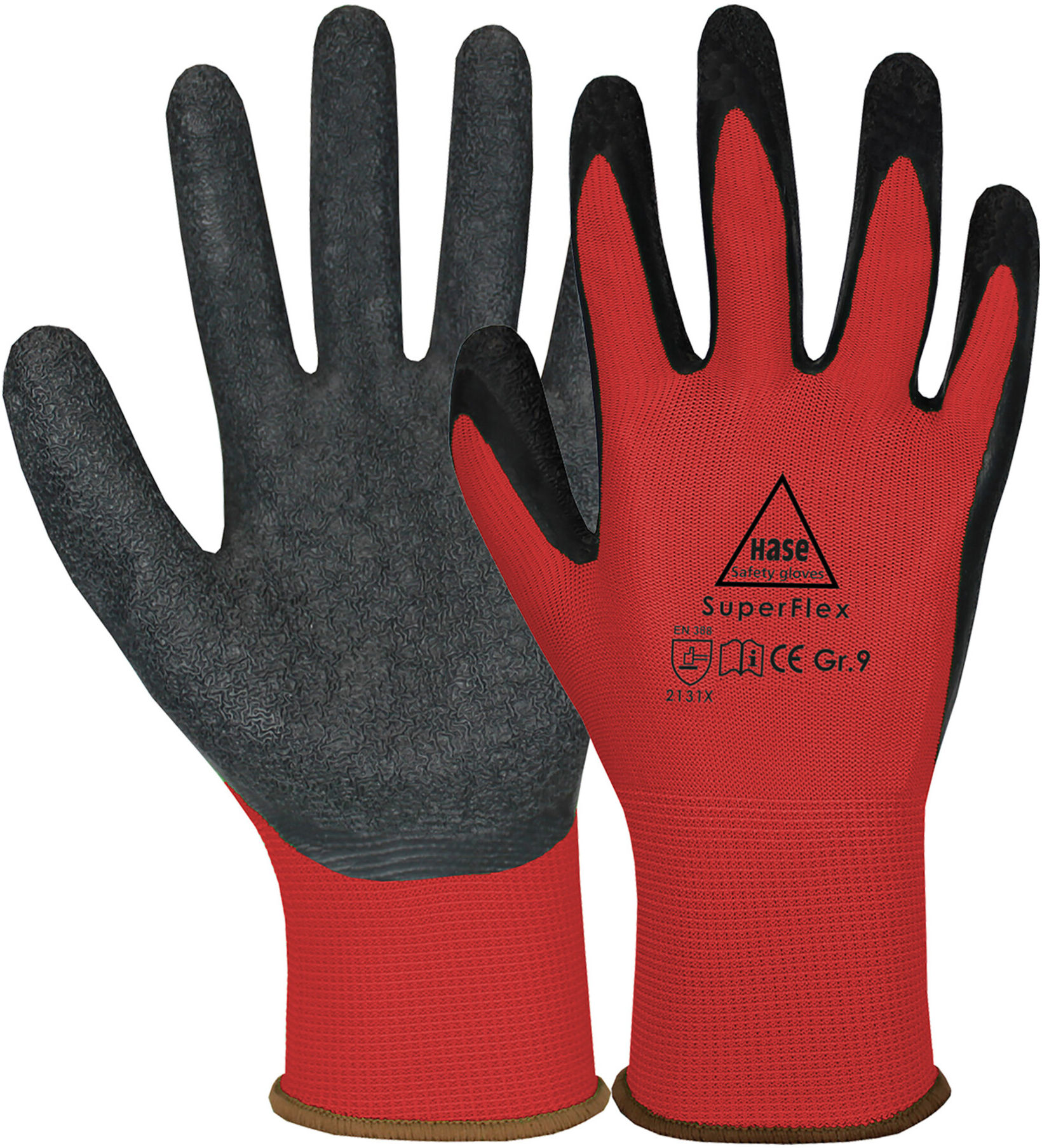 Hase Montagehandschuh Superflex red Größe 9, Polyamid/Latex (508610R-9)
