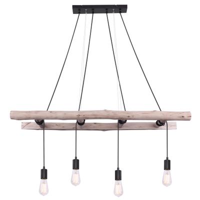 GLOBO LIGHTING Hängeleuchte "IRMGARD", beige (naturfarben), 4, H: 192cm, 1 Stk., Leuchten, Hängeleuchte Holz/Schwarz, höhenkürzbar, E27, Hängeleuchte