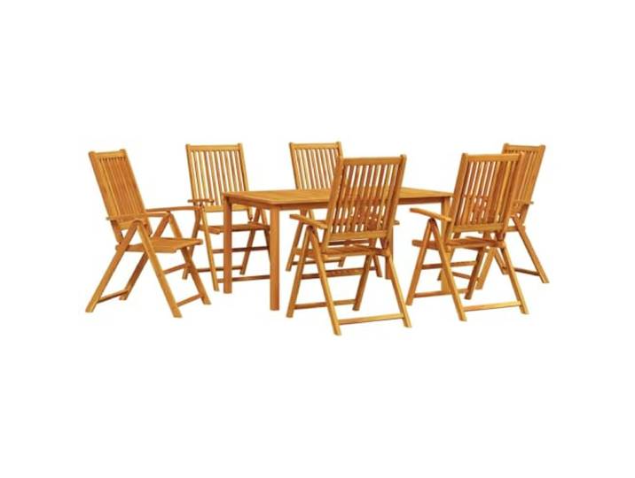 PUGYNBK Garten-Esszimmer-Set, 7-teilig, Braun Massives Akazienholz, klappbares Design, Montage erforderlich, max. 110 kg pro Sitz