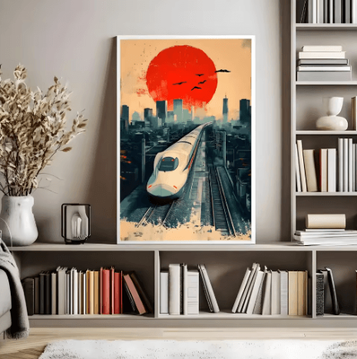 Inspire Picks Tokyo Rainy Night Railway Canvas Print Retro Japanese Cityscape Wall Art Decor 24 50x75cm No Frame