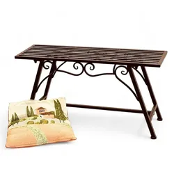 Denk Gartenbank Wetterfest Metall 83 cm Sitzbank mit Ornamenten "Cucciu S" Robuste Eisenbank im Antik-Design Ideal für Garten, Terrasse & Balkon