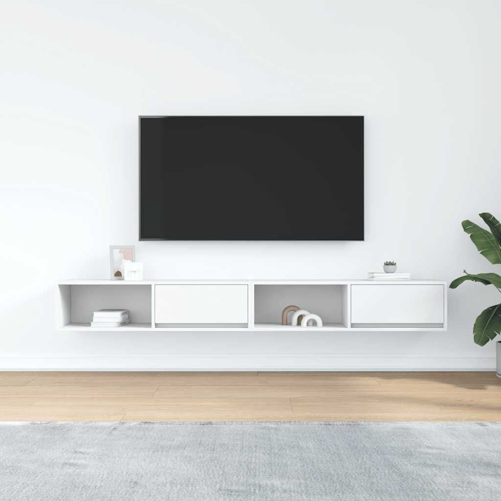 17 Stories TV Cabinets 2 Pcs 80X31x25.5 Cm Engineered Wood White 100 cm