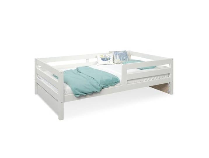 Ehrenkind® Kinderbett Sona aus massivem Kiefernholz Weiß 120x200 cm mit Rausfallschutz