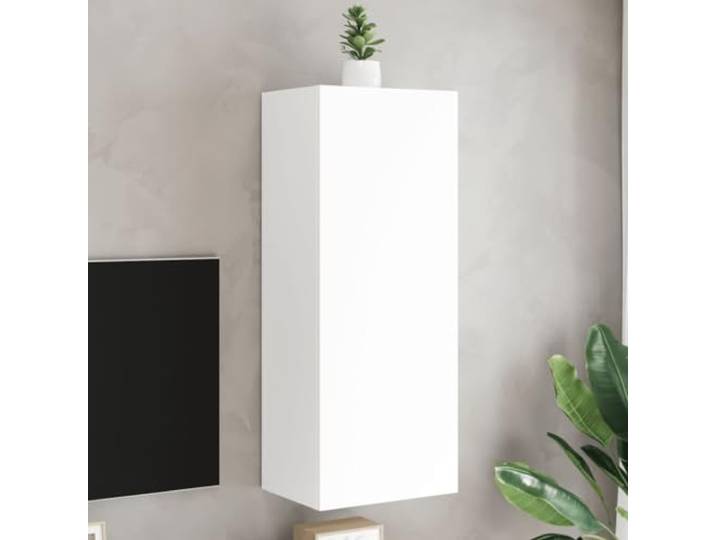 HEFZGDB TV-Wandschrank Weiß 40,5x30x102 cm Holzwerkstoff mit 3 Fächern, Wandmontage TV-Konsole, Stauraum Lösung, langlebig vielseitig Wohnraum Ordnung