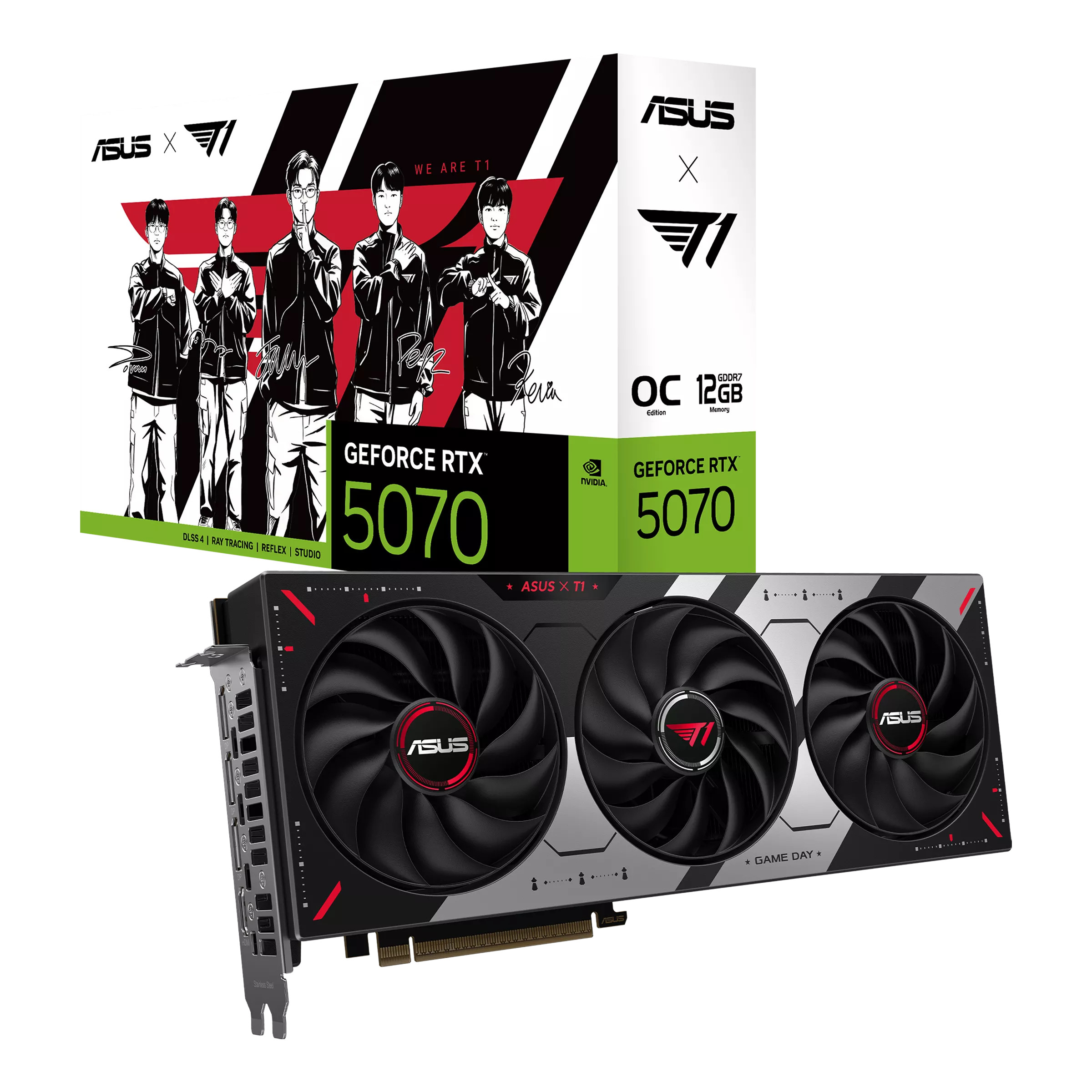 ASUS T1 GeForce RTX 5070 OC Edition 12GB T1-RTX5070-O12G-GAMING Grafikkarte 12GB GDDR7 DP/HDMI 90YV0M1G-M0NA00