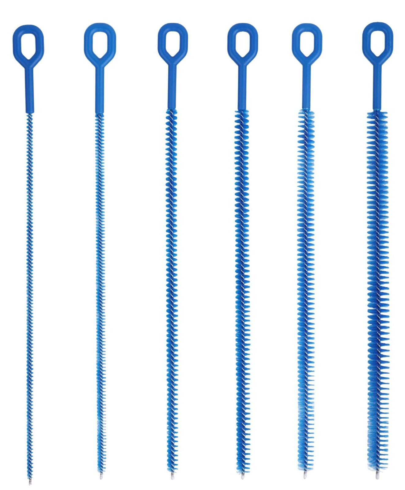 Dripio Set van 6 flexibele reinigingsborsteltjes voor drinkrietjes, blauw, 32 cm