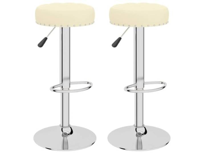 KTHLBRH Barhocker 2 Stück Creme aus Stoff verstellbar 360 Grad drehbar, integrierte Fußstütze, verchromter Stahl, Sperrholz, Gasregulierung 63-83 cm, Tragkraft 110 kg