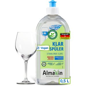 AlmaWin Klarspüler Öko, natürliche Inhaltsstoffe, biologisch abbaubar, streifenfreie Trocknung, Flasche, 500 ml