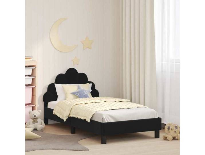 Moderne Cadre de lit pour enfants - avec tête de lit - Noir - 80x160 cm - Lit couchage @FR 7153
