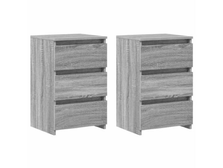Tmriohed 2er Set Nachttisch Grau Sonoma 40x35x62,5 cm Holzwerkstoff Praktischer Beistellschrank im 2er Set für Schlafzimmer und Wohnzimmer mit 3 geräumigen Schubladen.