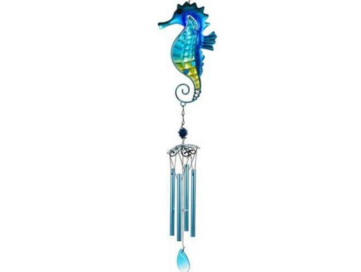Windspiel Seepferdchen Glas Blau 89 cm, Mehrfarbig, 11.5x3x85.5 cm, Dekoration, Gartendeko