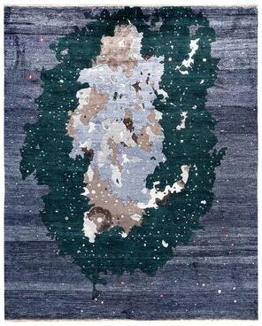 Overton "Ikat One-of-a-Kind Hand-Knotted Area Rug, Gray - 8' 0"" x 9' 10"""