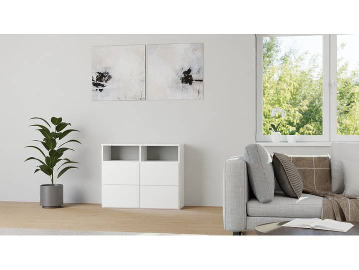 Armoire à tiroirs sobre sur mesure MDF mélaminé MDF Blanc mat