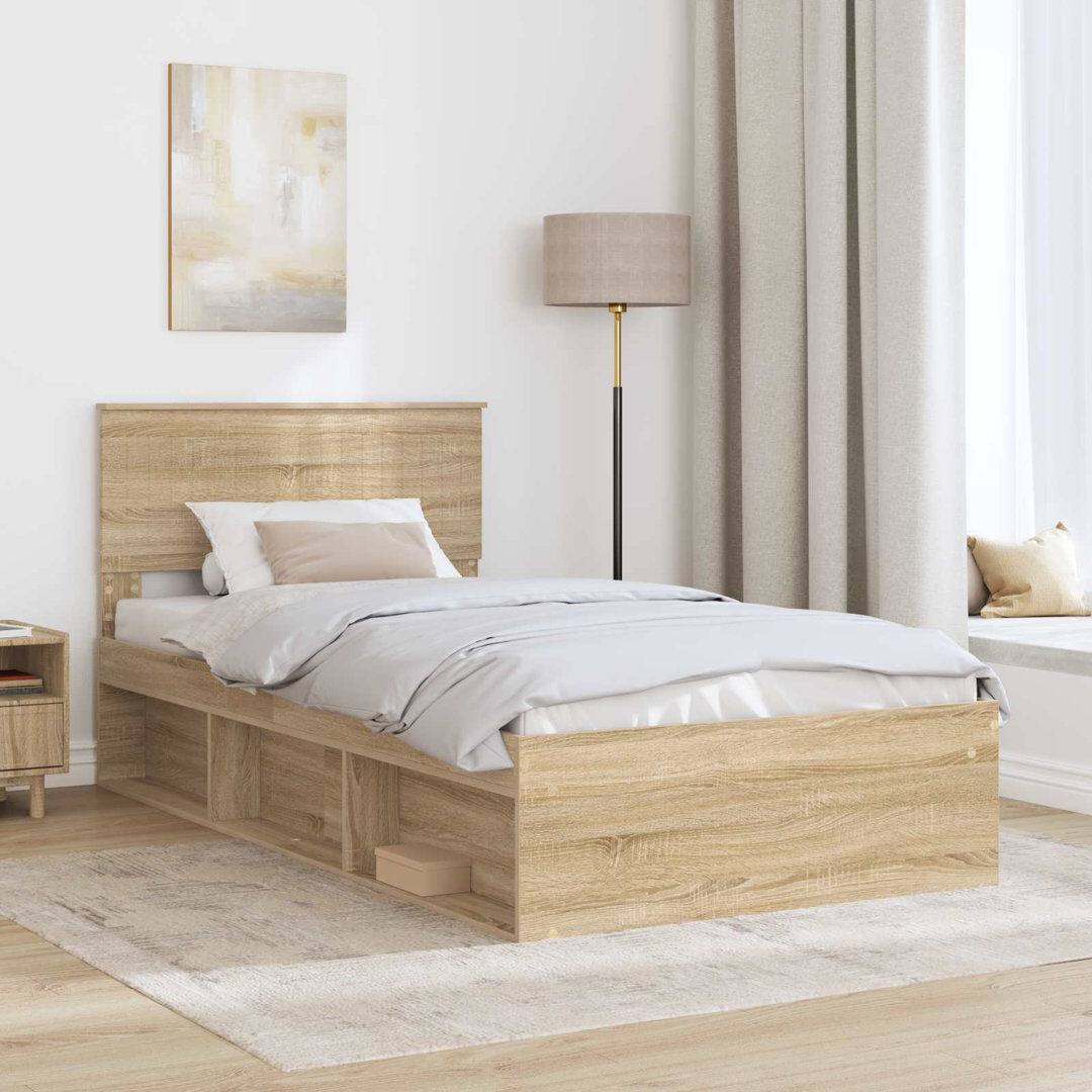 Latitude Run Solid Wood Bed Frame Sonoma 100 x 200cm