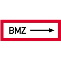 Schild BMZ rechtsweisend, Alu, 297x105 mm