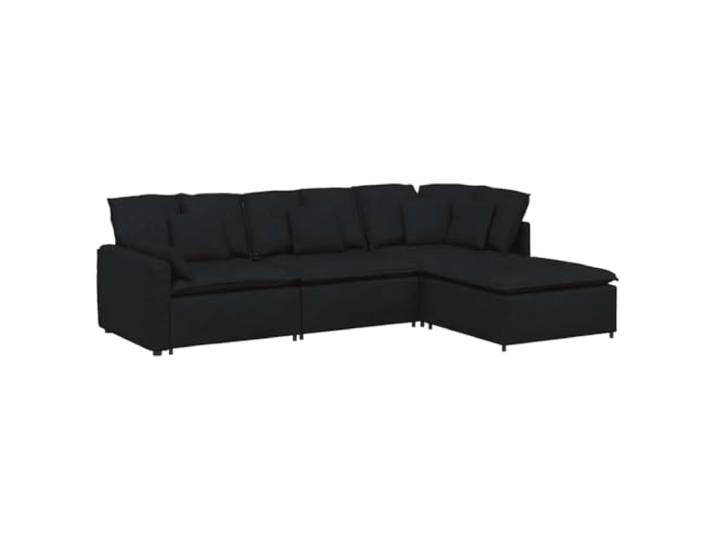 Makastle Modulares Sofa mit Fußhocker Stoff Schwarz 312x205