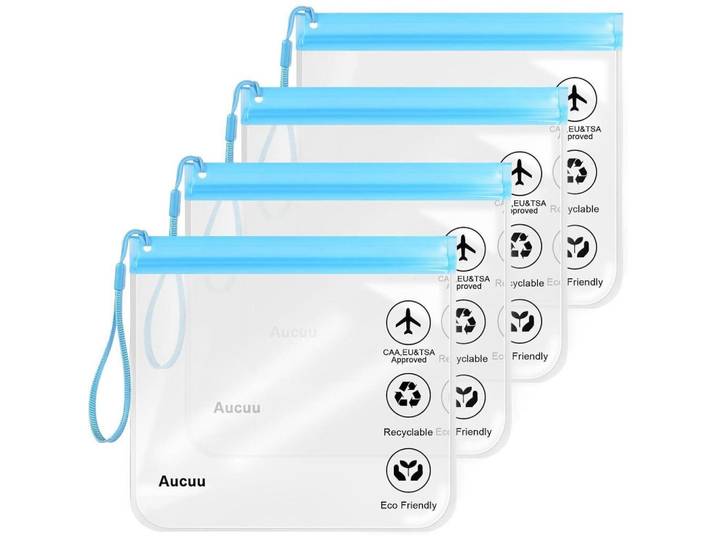 Kulturbeutel als Reise Kosmetiktasche, 4-teiliges Set, Transparent, Kunststoff, 20x20x20 cm, Badaccessoires, Kosmetikdosen