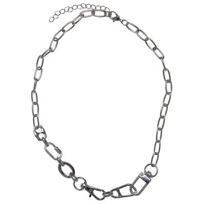 Edelstahlkette URBAN CLASSICS "Urban Classics Unisex Various Fastener Necklace", silber, Halsketten, Herren, onesize, Zink, Edelstahlkette