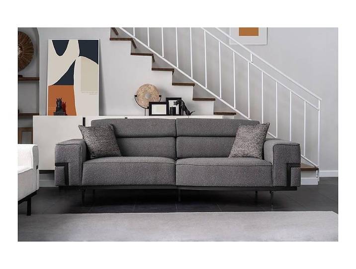 Xlmoebel 3-Sitzer Graue Polster Couch von XLMOEBEL mit bequemer Polsterung, 3-Sitzer 1 Teile, Made in Europa