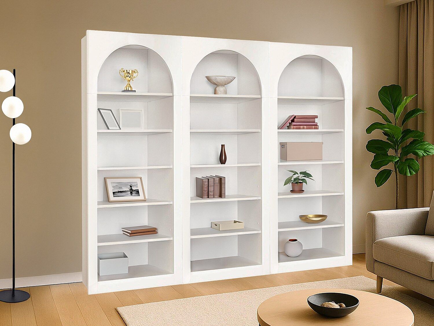 Unique Zestaw 3 biblioteczek z 6 wnękami - Biały - CYMORA